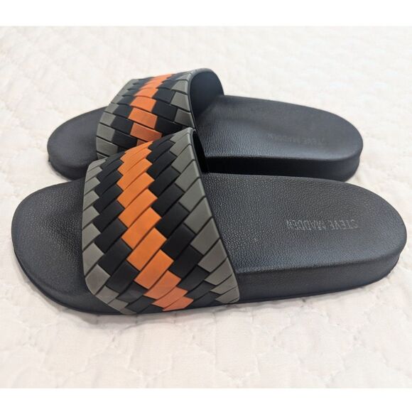 🩴 Steve Madden Bizz Double Strap Sandals – Size 3 Youth – Orange/Black - Picture 3 of 6